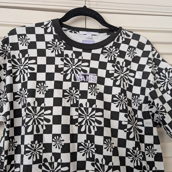 Vans Monochrome Checkered Floral T-Shirt Dress - Picture 2 of 6